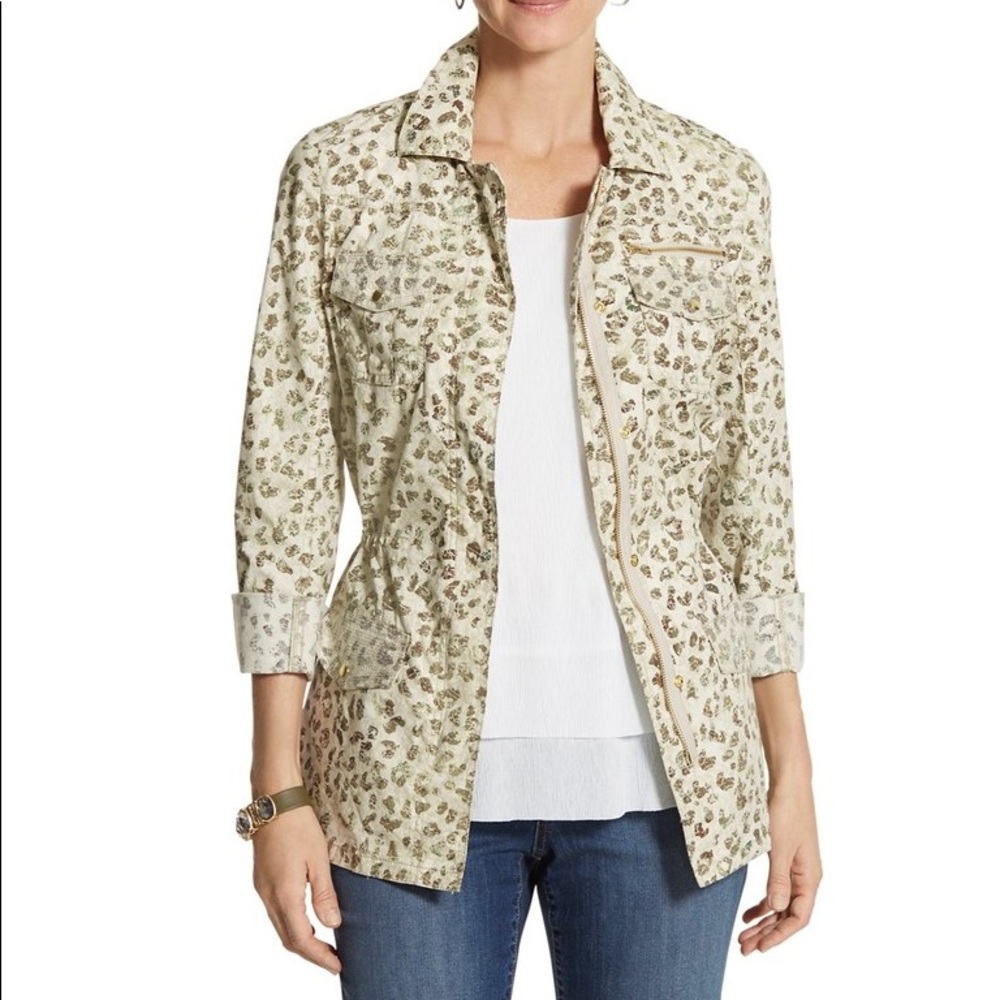 Chico’s Leopard Print Lightweight Utility Jacket